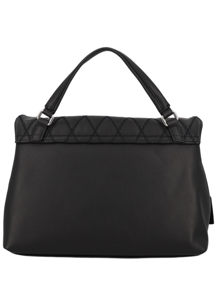 Zanellato Quilted Black Handbag With Silver-Tone Turn-Lock Closures