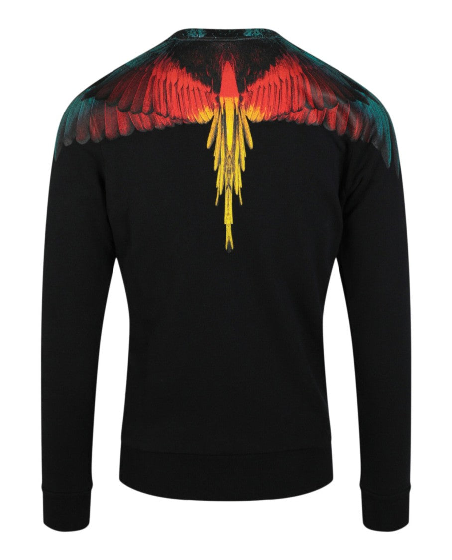 Marcelo Burlon Wings Graphic Print Black Cotton Crewneck Sweatshirt