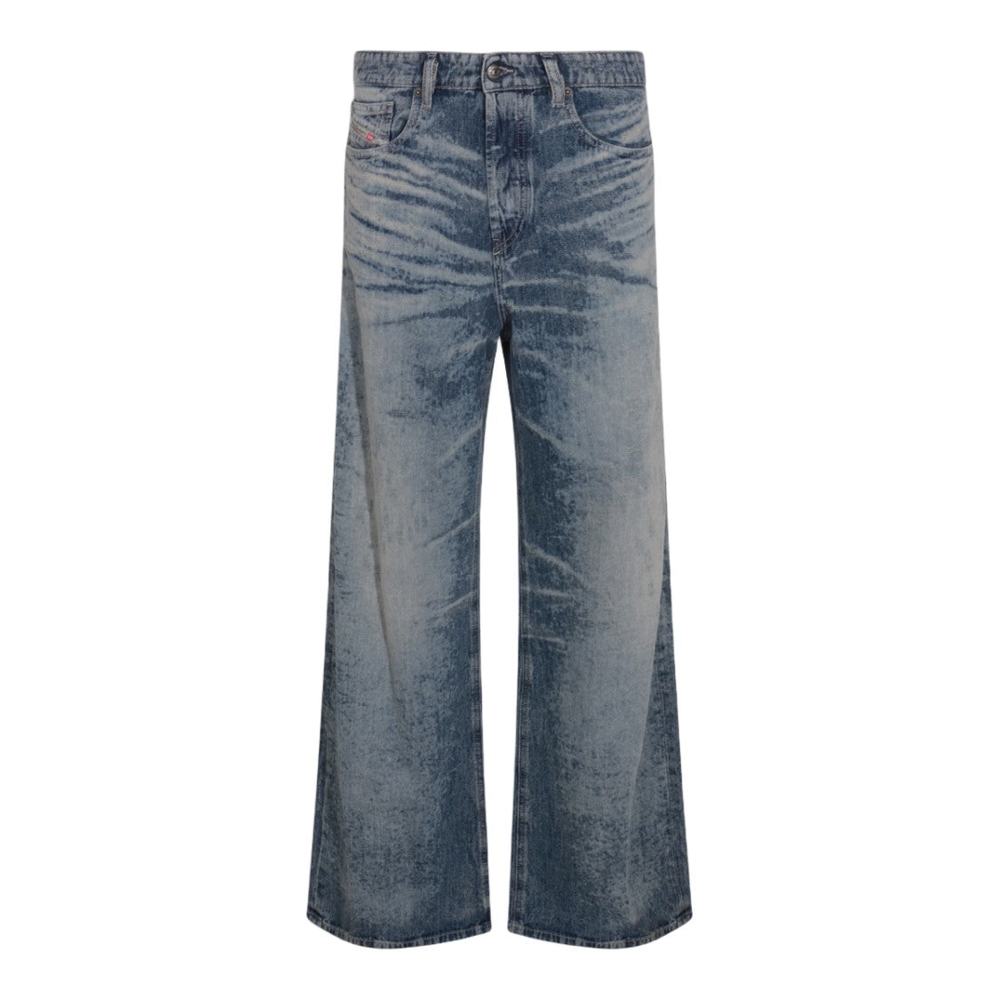 Diesel Distressed High-Waisted Wide-Leg Jeans With Vintage Wash