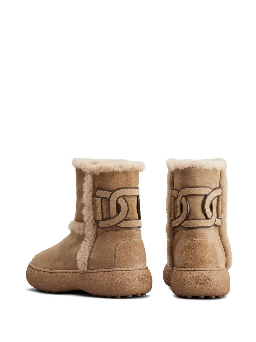 Tod's Lambskin Ankle Boots With Cozy Shearling Lining
