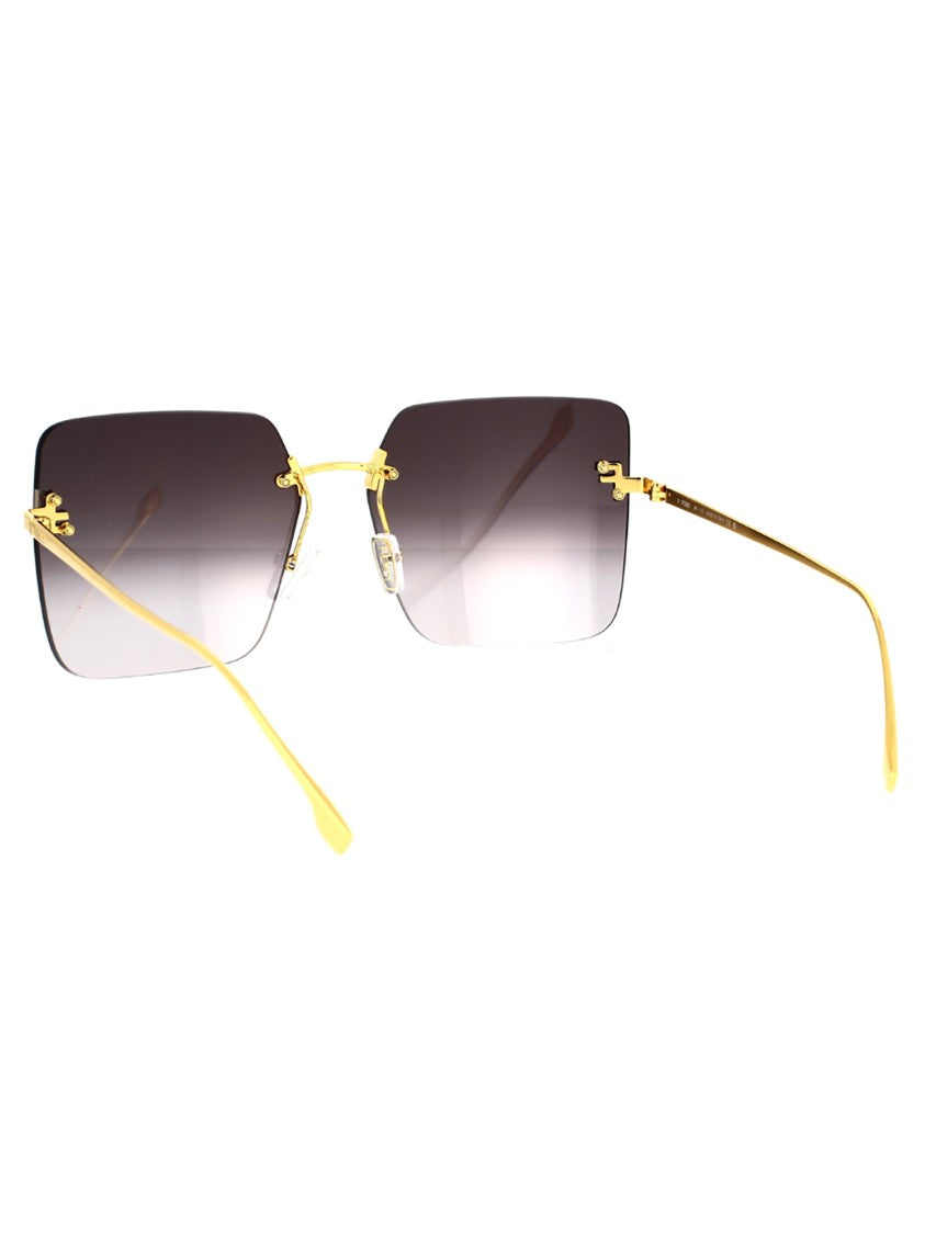 Fendi Bold Square Frame Sunglasses With Metallic Finish