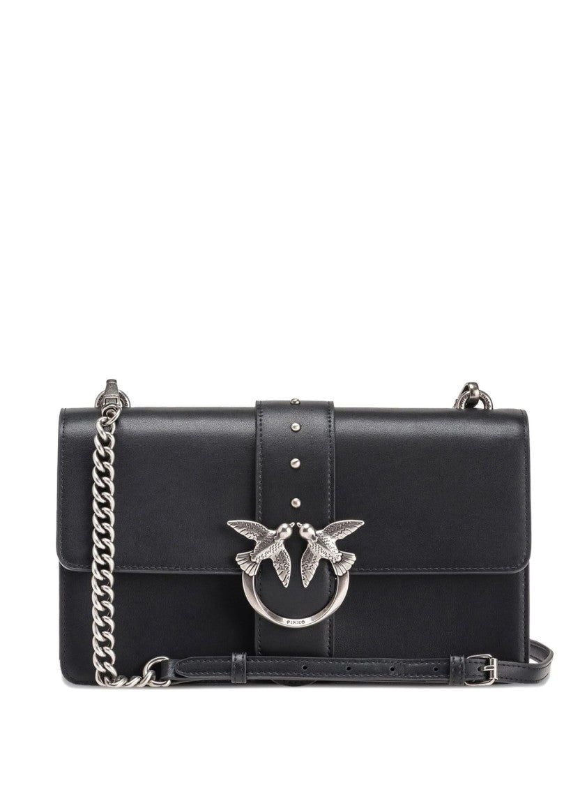 Pinko Shoulder Bag With Silver-Tone Bird Clasp And Chain Strap