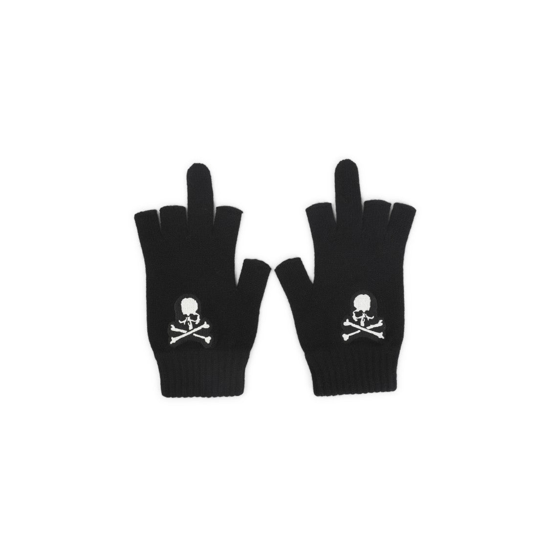 Mastermind World Black Cashmere Open Fingered Gloves