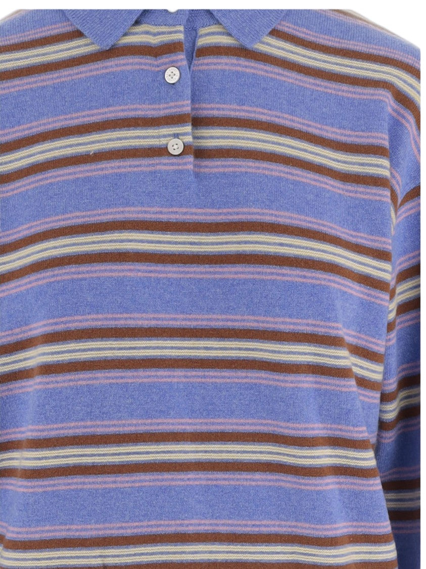 Guest In Residence Multicolor Striped Cashmere Polo Sweater