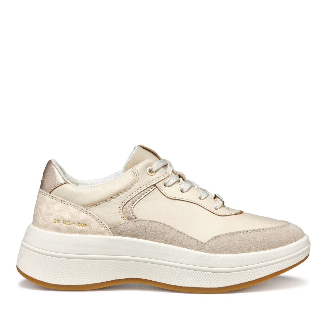 Geox Spherica Ecub Beige Panel Leather Sneakers
