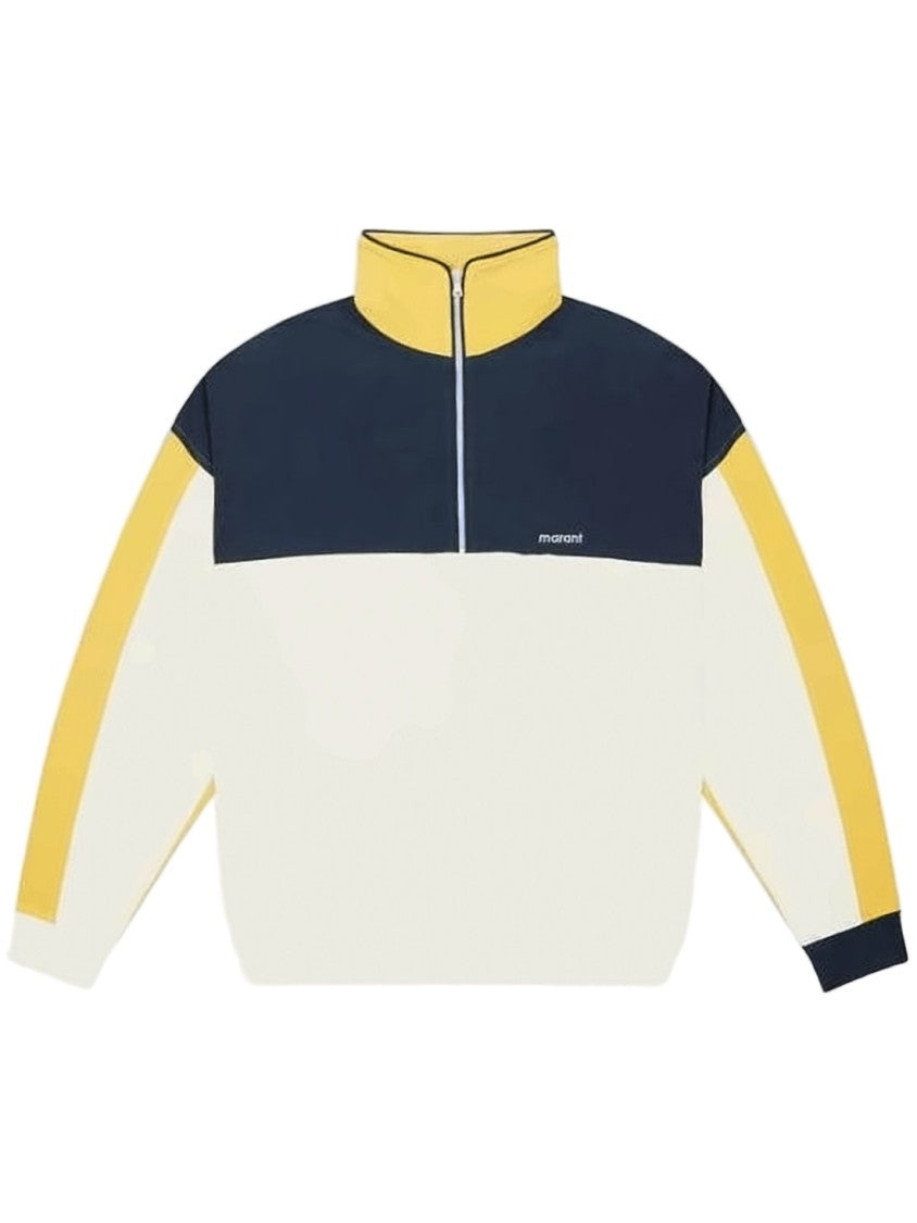 Isabel Marant Color-Blocked Half-Zip Hoodie With High Collar