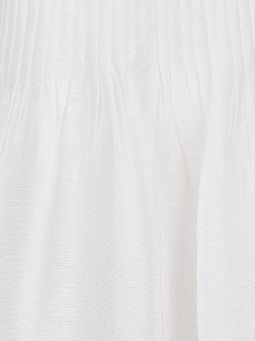 Tory Burch Pleated Bodice Waisted Linen Midi Dress