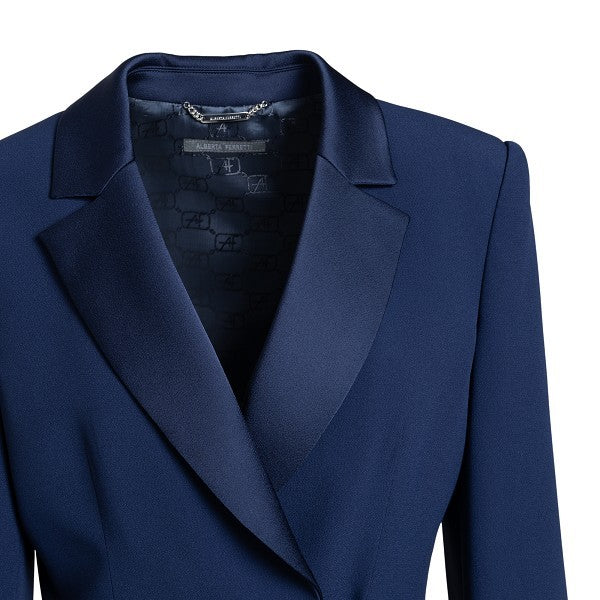 Alberta Ferretti Tailored Deep Blue Jacket Notch Collar