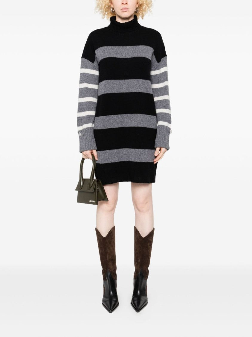 Liu Jo Horizontal Stripe Turtleneck Mini Dress