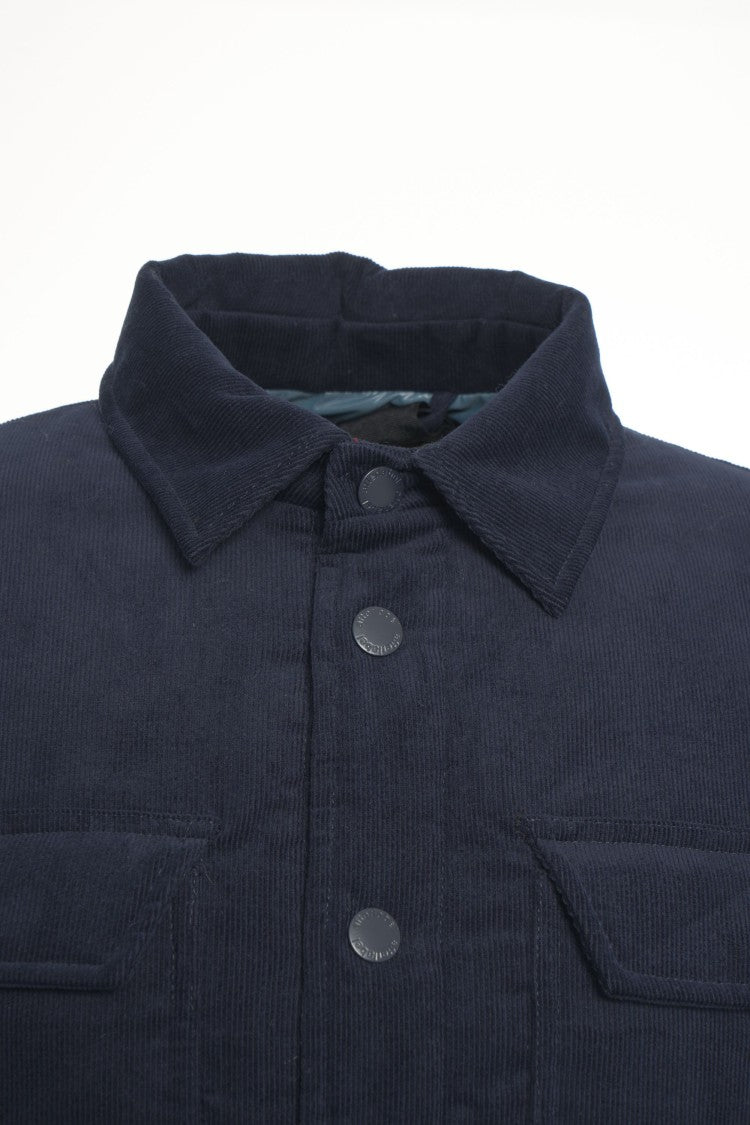 After Label Belluno Padded Overshirt With Classic Shirt Collar And Flap Pockets