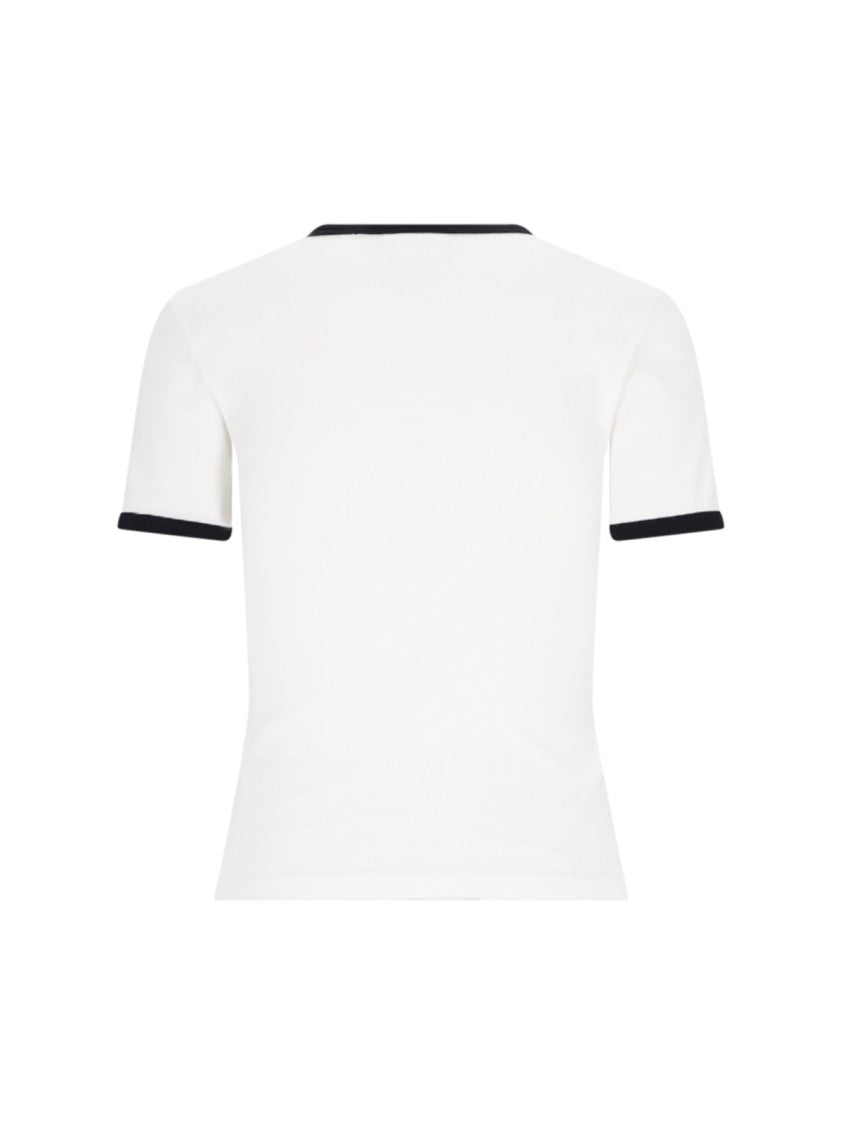 Courrèges Logo T-Shirt, In White Cotton, Crew Neck