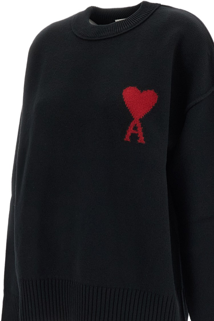 Ami Paris Crewneck Sweater With Contrasted Ami De Coeur