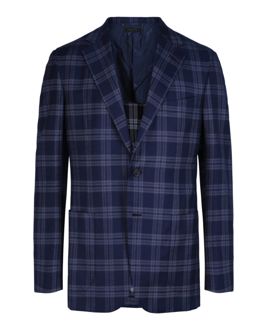Brioni Single-Breasted Plaid Blazer With Notched Lapels