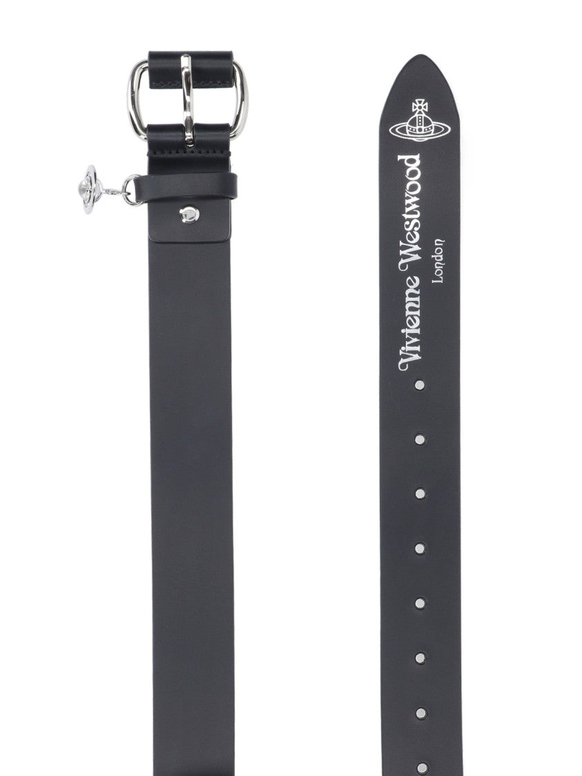 Vivienne Westwood "New Wide Alex Charm" Belt – Black