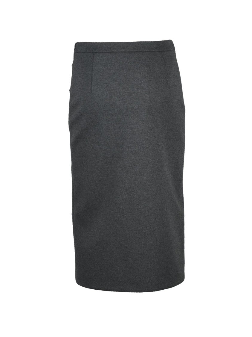 Semi Couture Grey Technical Zip Rhinestone Midi Skirt
