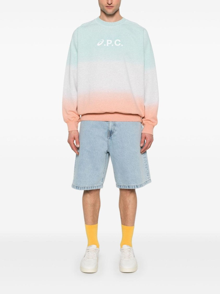 A.P.C. X Asics Dip Dye Crew Neck Sweatshirt With Bold Logo