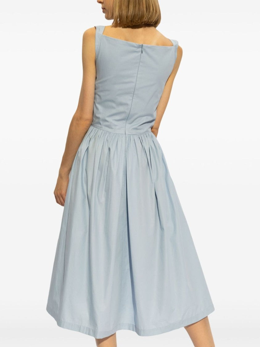 Vivienne Westwood Light Blue Cotton Flared Skirt Midi Dress