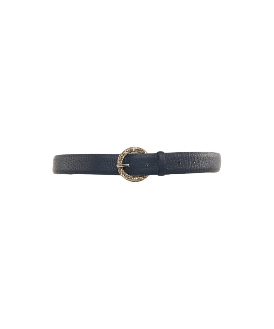 Orciani Grained Leather Belt With Round Buckle