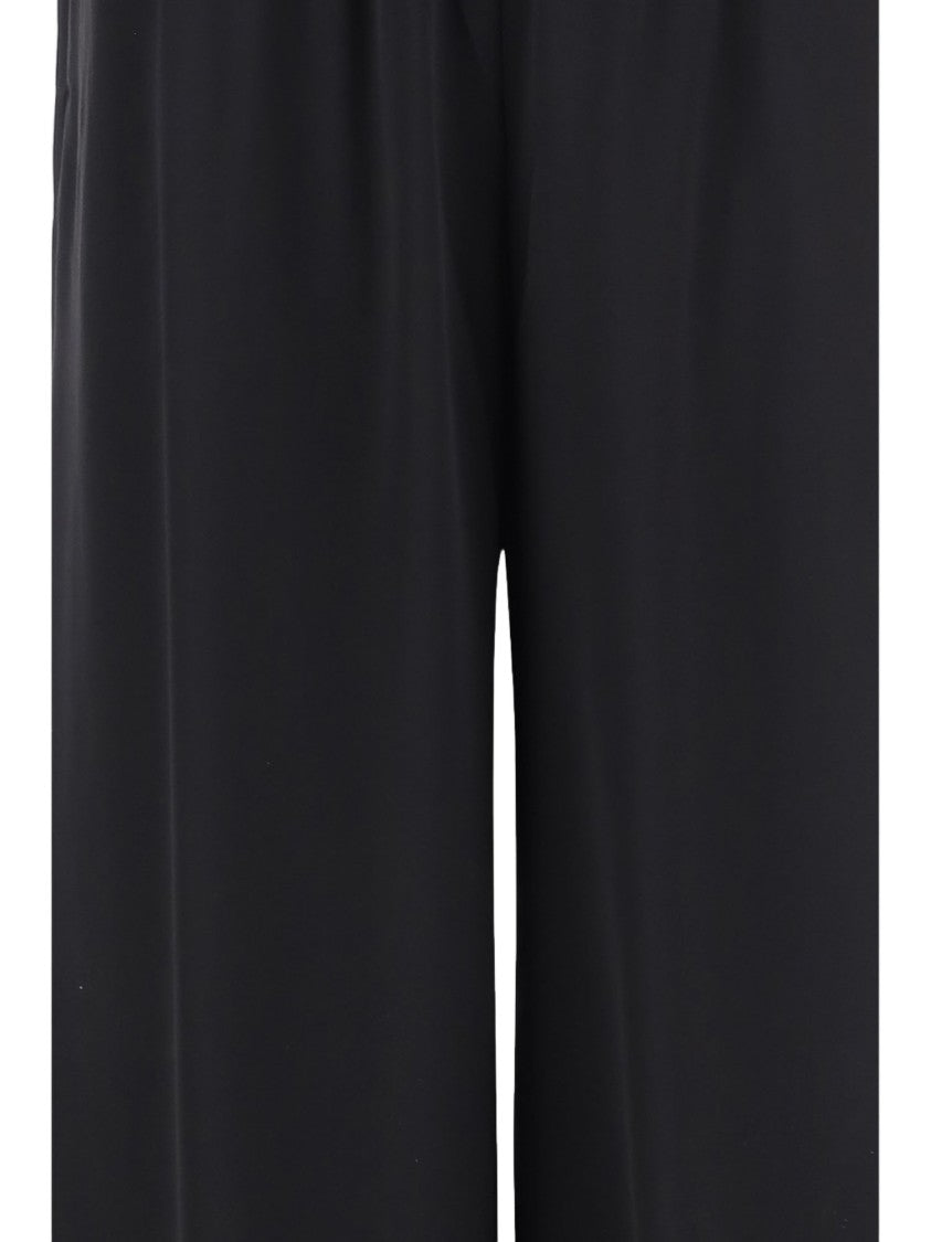 By Malene Birger Wide-Leg Cropped Pants With Elastic Waistband And Smooth Finish