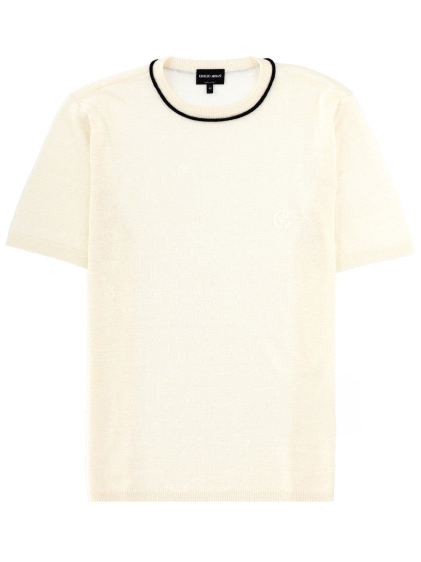 Giorgio Armani Linen-Silk Contrasting Trim T-Shirt