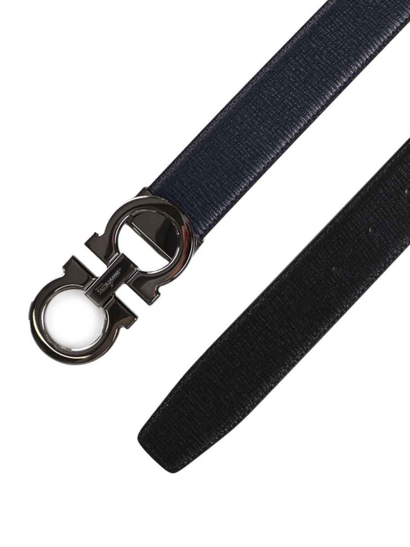 Ferragamo Textured Leather Gancini Belt