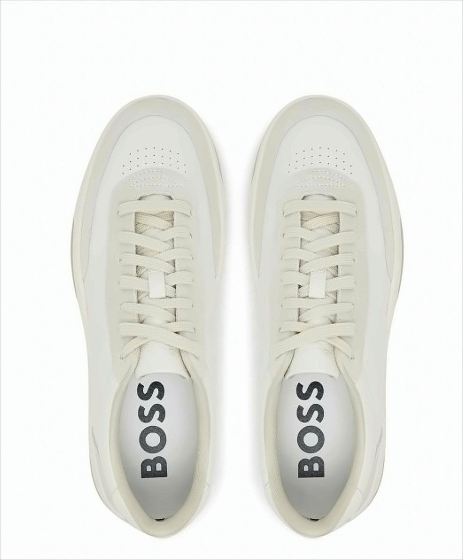 Boss Low-Top Sneakers With Tumbled Leather