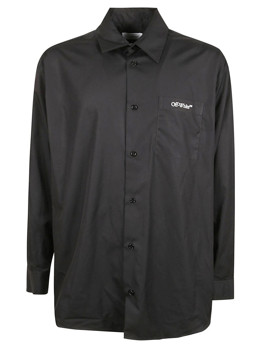 Off-White Cotton Shirt With Embroidered Logo