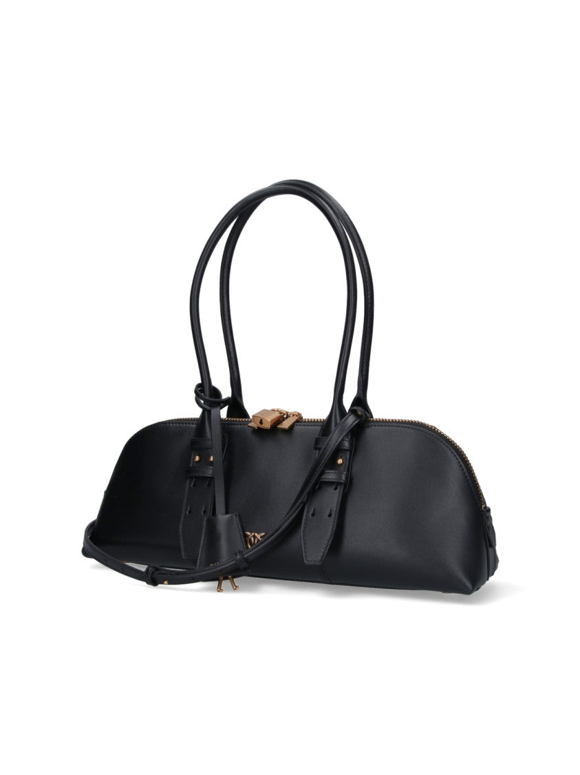 Pinko Structured Black Handbag With Versatile Carrying Options