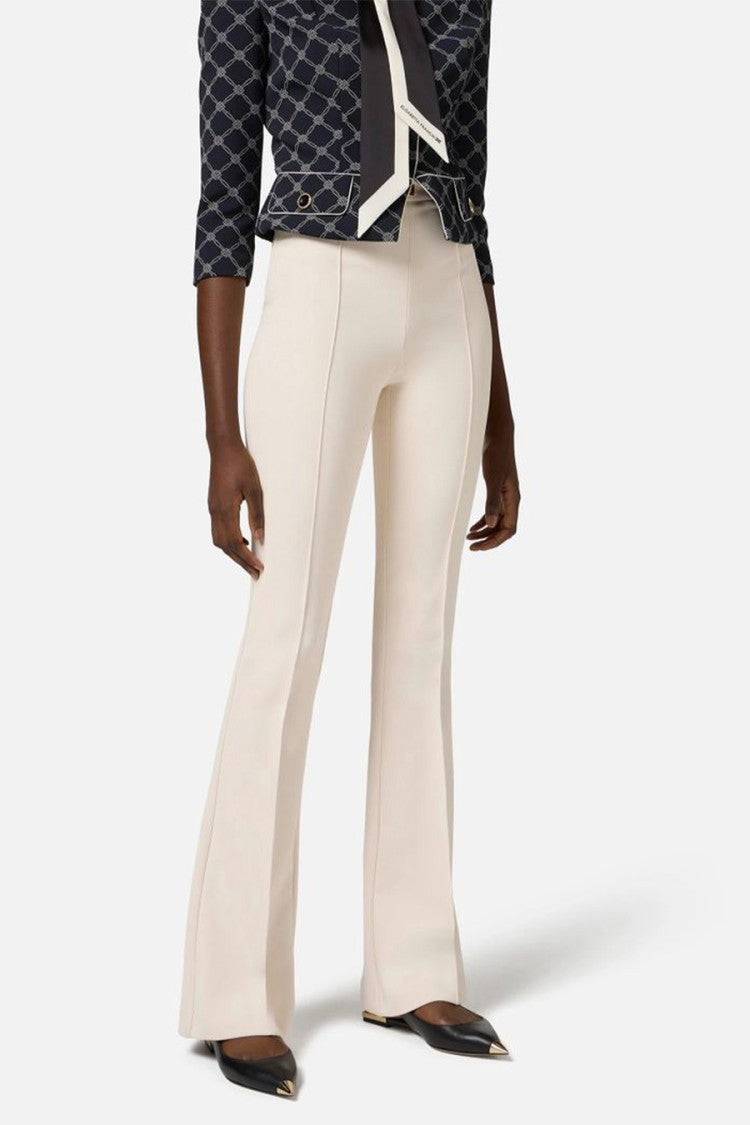 Elisabetta Franchi Polyester-Elastane Blend Flared Trousers
