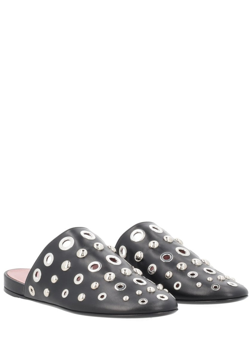Premiata Pointed Toe Studded Calfskin Sabot