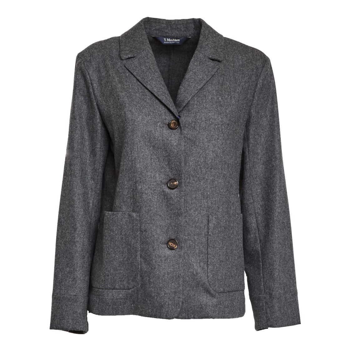 Max Mara Single-Breasted Wool Flannel Casacca With Notched Lapel
