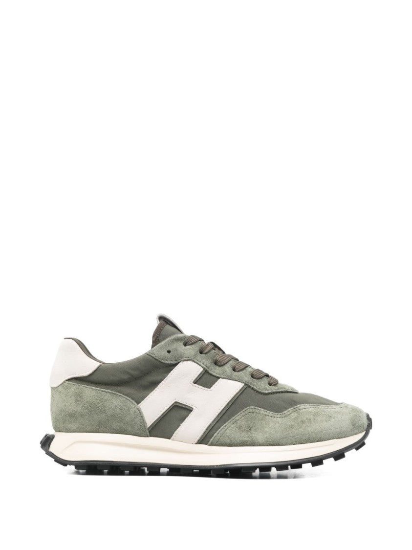 Hogan Muted Green Sneakers With Silk