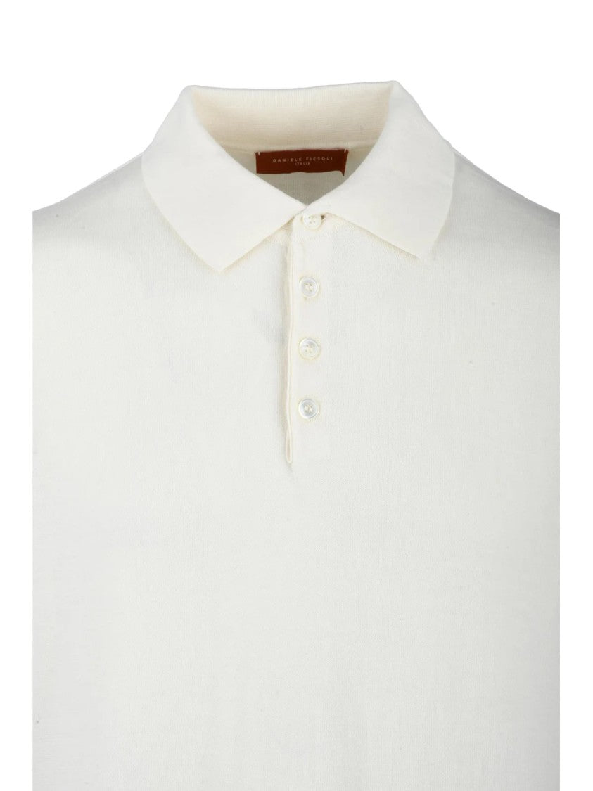 Daniele Fiesoli White Cotton Knit Polo Shirt