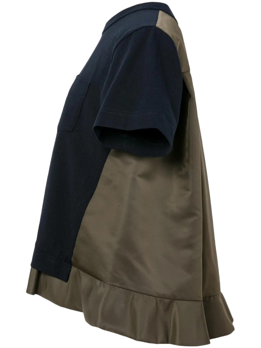 Sacai Nylon Twill And Cotton Jersey T-Shirt