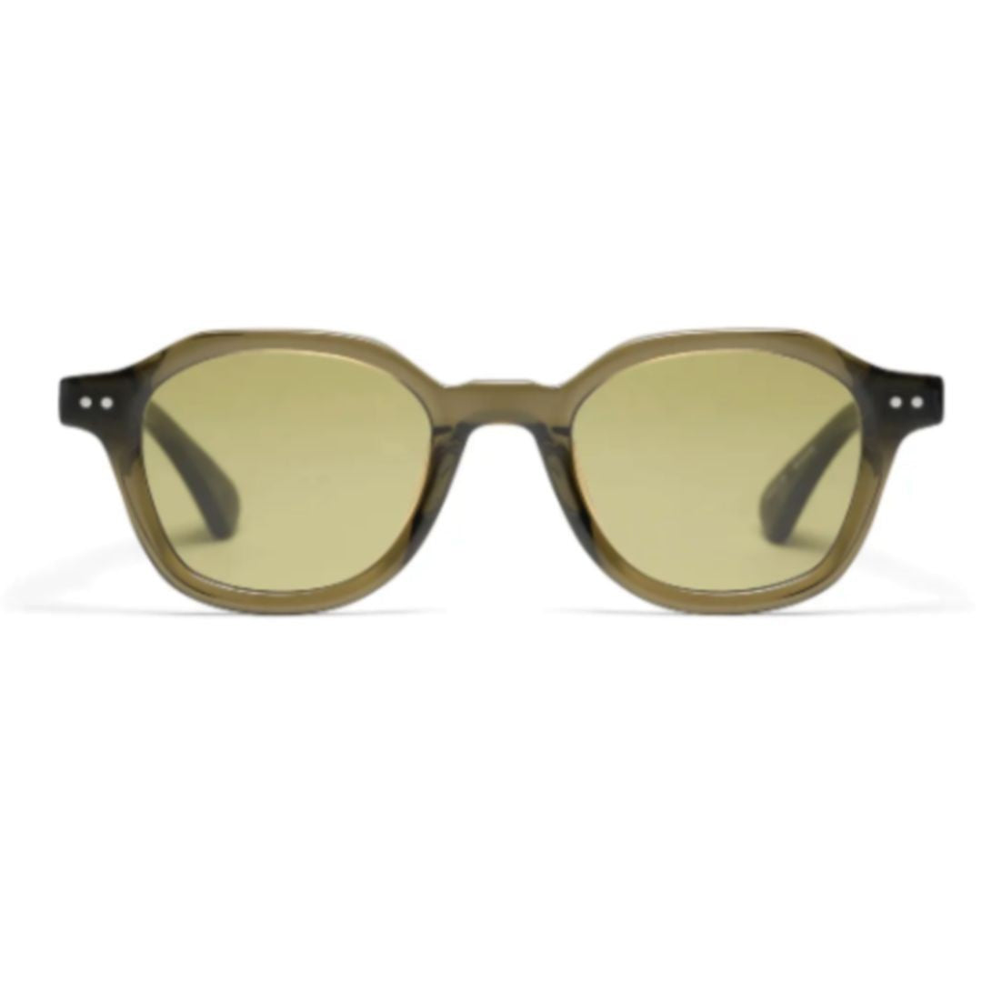 Peter And May Sky Rounded Square Frame Sunglasses In Translucent Khaki
