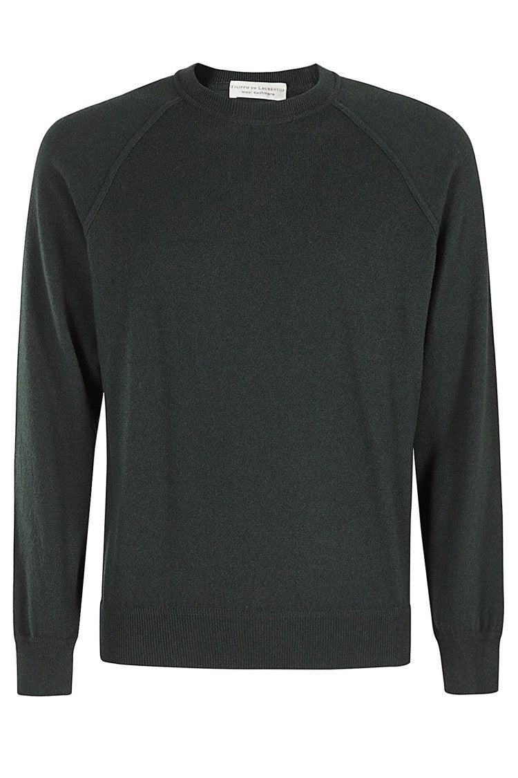 Filippo De Laurentiis Green Wool & Cashmere Raglan Crewneck Sweater