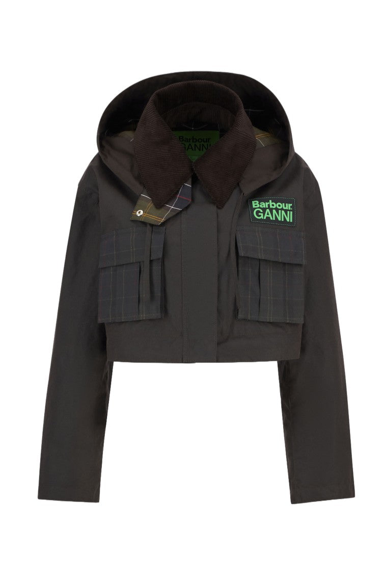 Barbour Barbour X Ganni Waxed Jacket With Ruffled Trim