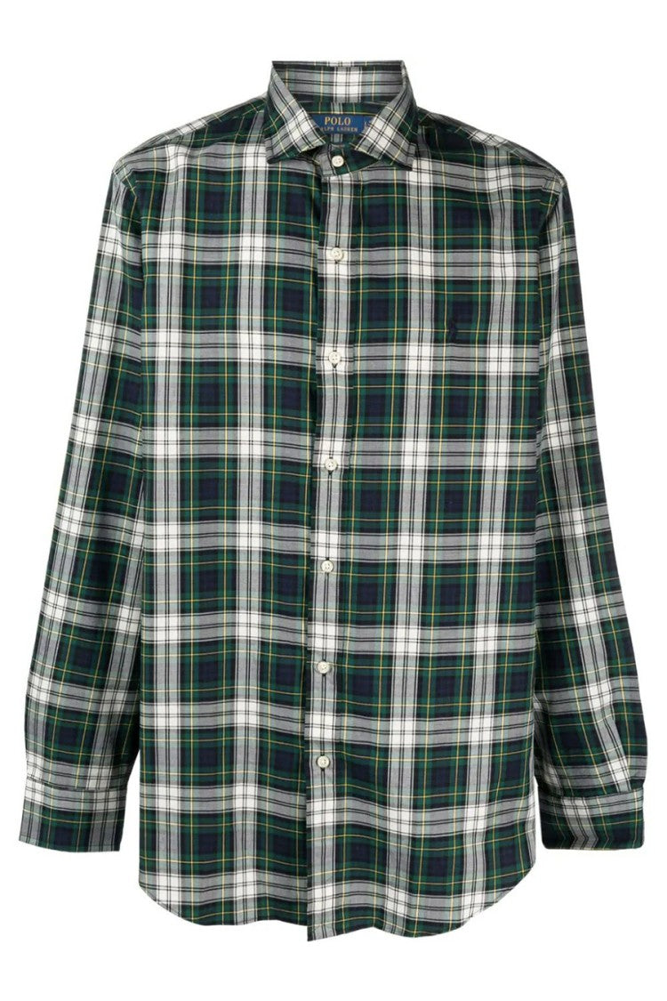 Polo Ralph Lauren Classic Cotton Plaid Shirt With Button-Down Collar And Design