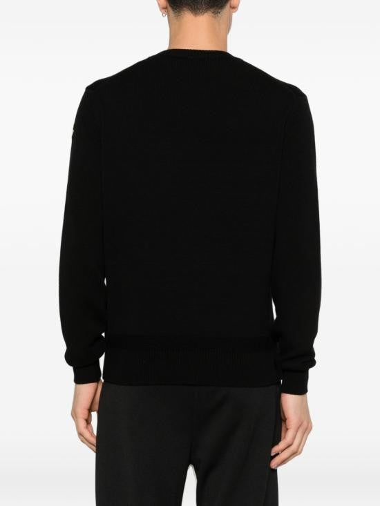 Moncler Crewneck Sweater With Ribbed Detailing And Discreet Logo