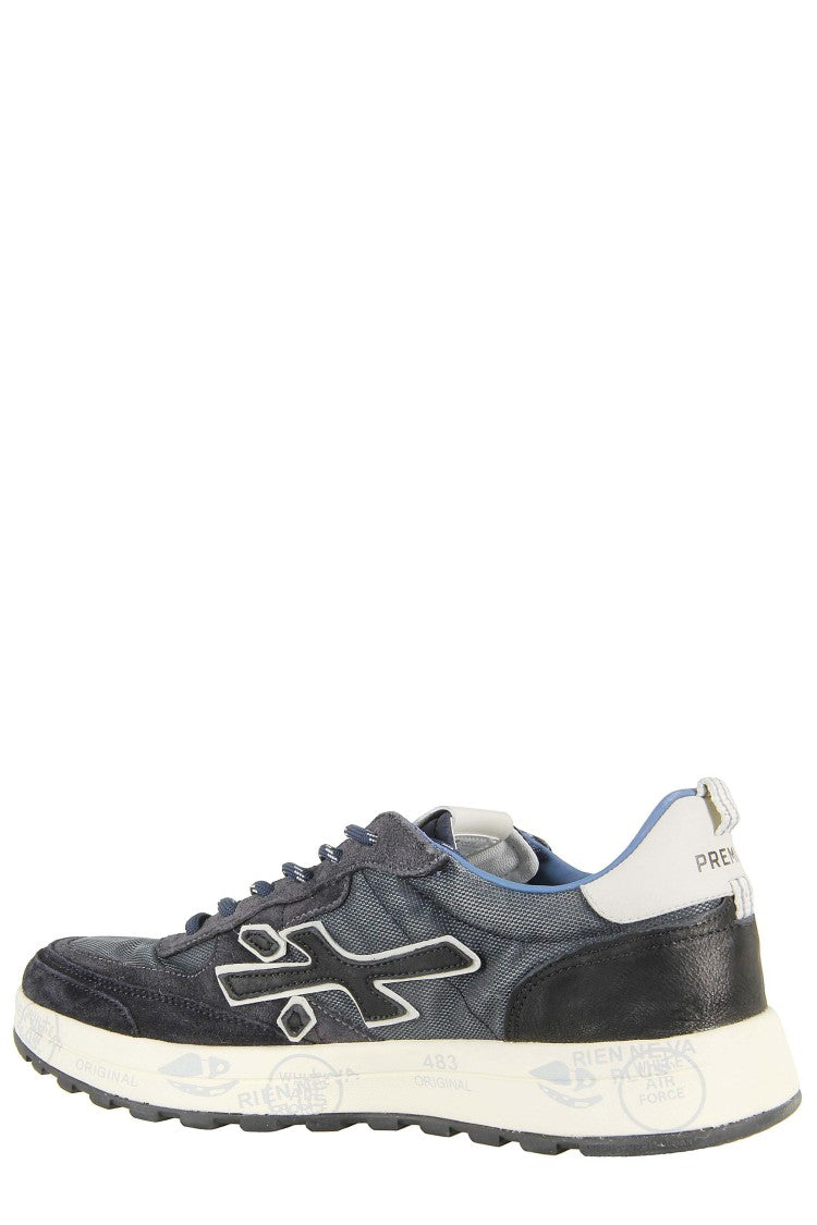 Premiata Low-Top Blue Sneakers With Suede Accents