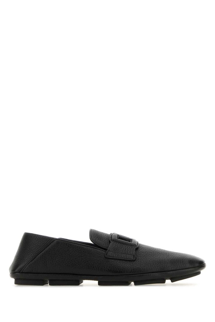 Dolce & Gabbana Black Leather Driver Loafers