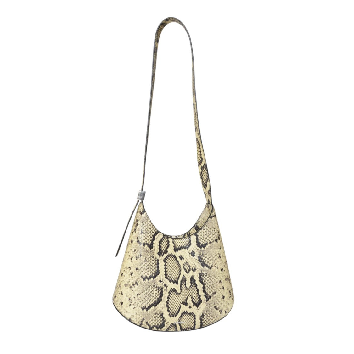 Jil Sander Curved Design Python Print Calfskin Shoulder Bag