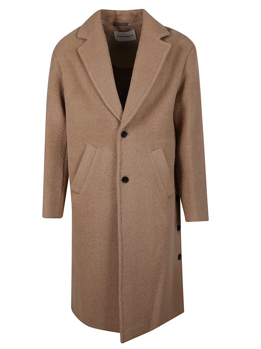 Amaranto Beige Tailored Coat With Notched Lapel