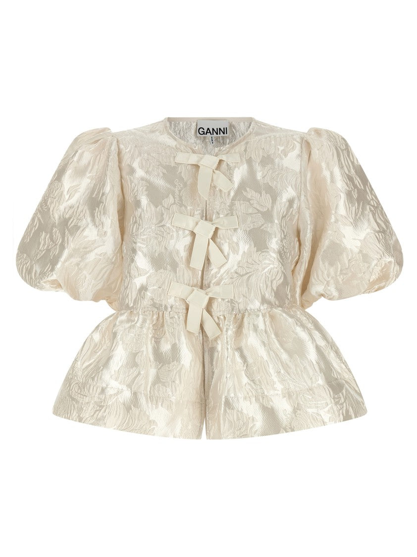 Ganni 'Satin Peplum' Blouse