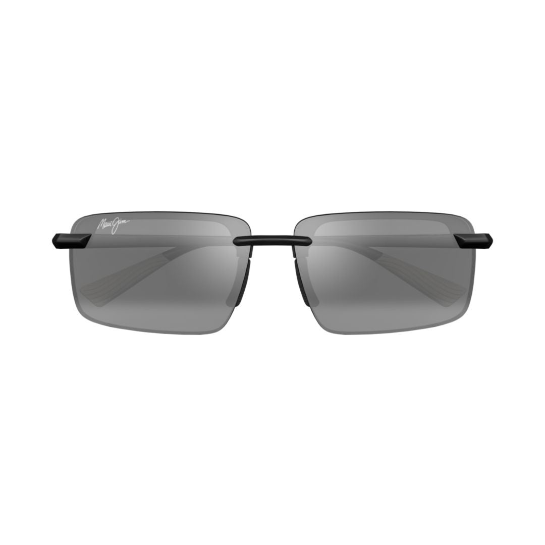 Maui Jim Laulima Rimless Rectangular Sunglasses With Dark Tinted Lenses