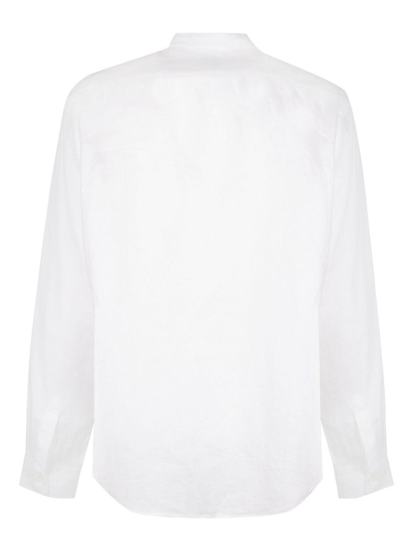 Aspesi Long-Sleeved White Shirt With Mandarin Collar