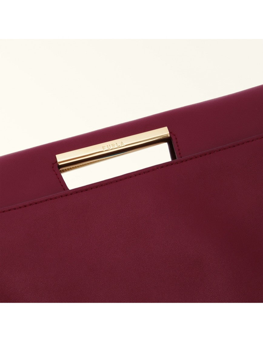 Furla Giada Leather Pouch Bag Cherry Color