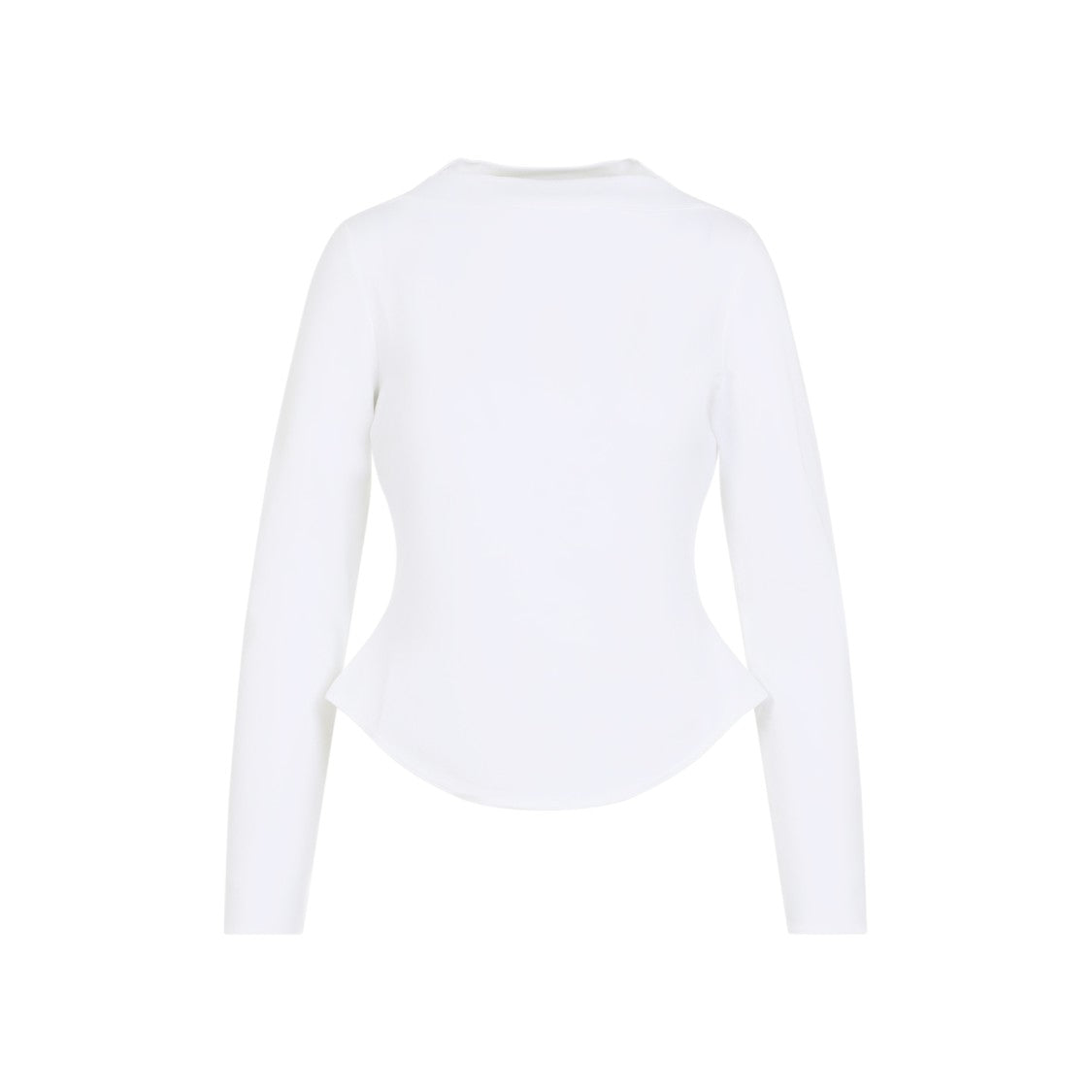 Alaïa Fitted Long-Sleeve Top With Curved Hemline