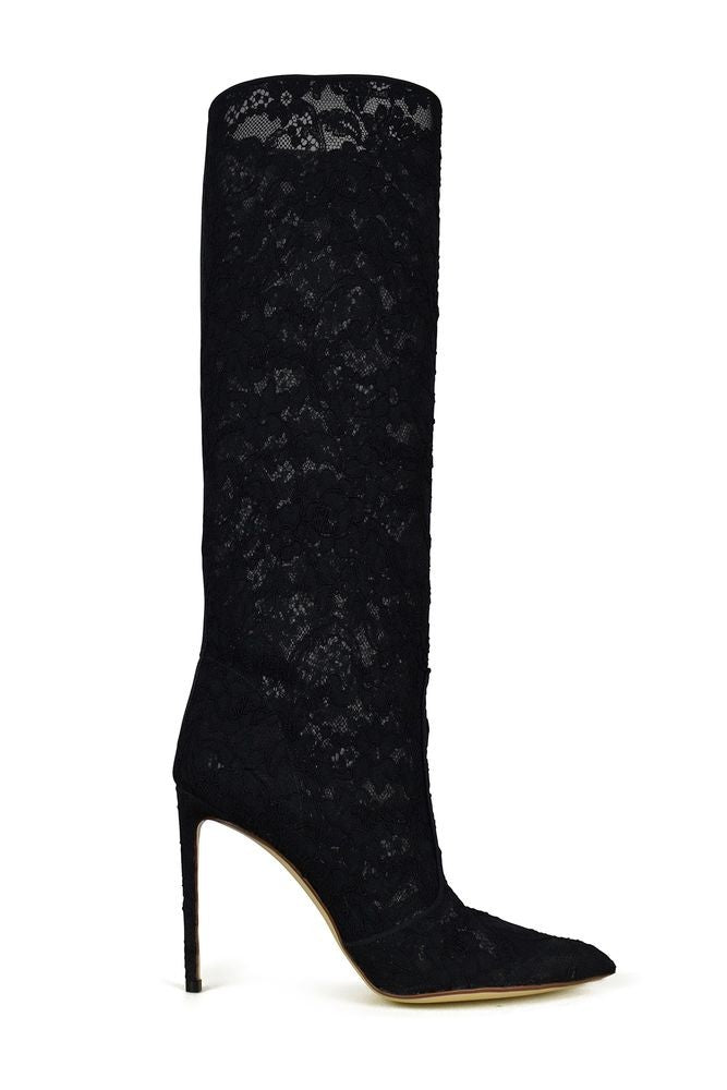Francesco Russo Stiletto Lace Boots With Transparency Detail