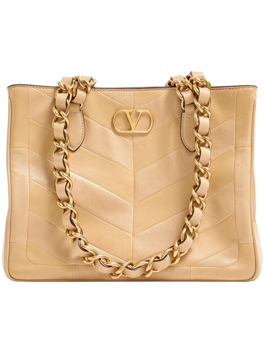 Valentino Black Laseine Chevron Quilted Nappa Tote